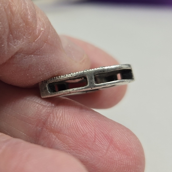 This Sterling .925 Silver Heart Shape Marcasite Stone Slide Open Sides Pendant - Picture 11 of 13